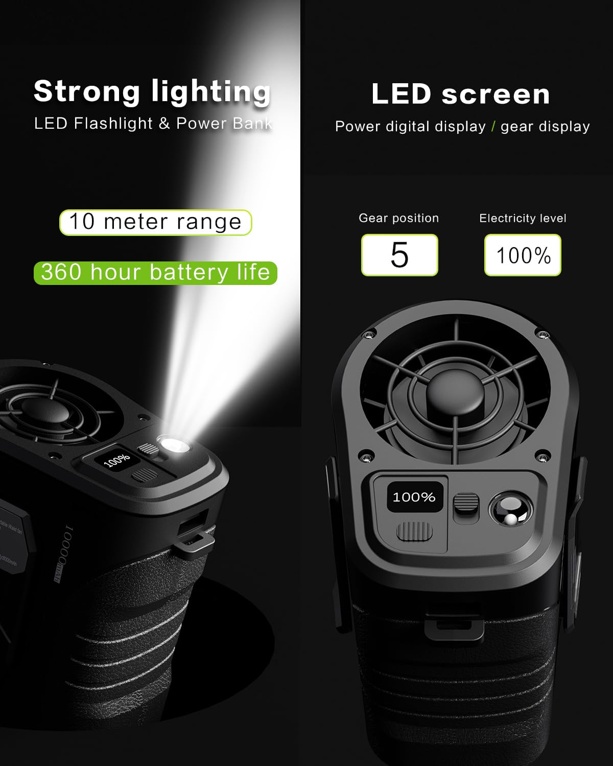 Yinken Waist Fan 10000mAh Rechargeable,Portable Fan with over 24H Working Time, 15000RPM Strong Airflow Wearable small Belt Fan Personal Waist Clip for Clothes Shirt Farm Work Hiking Outdoor Jobsite