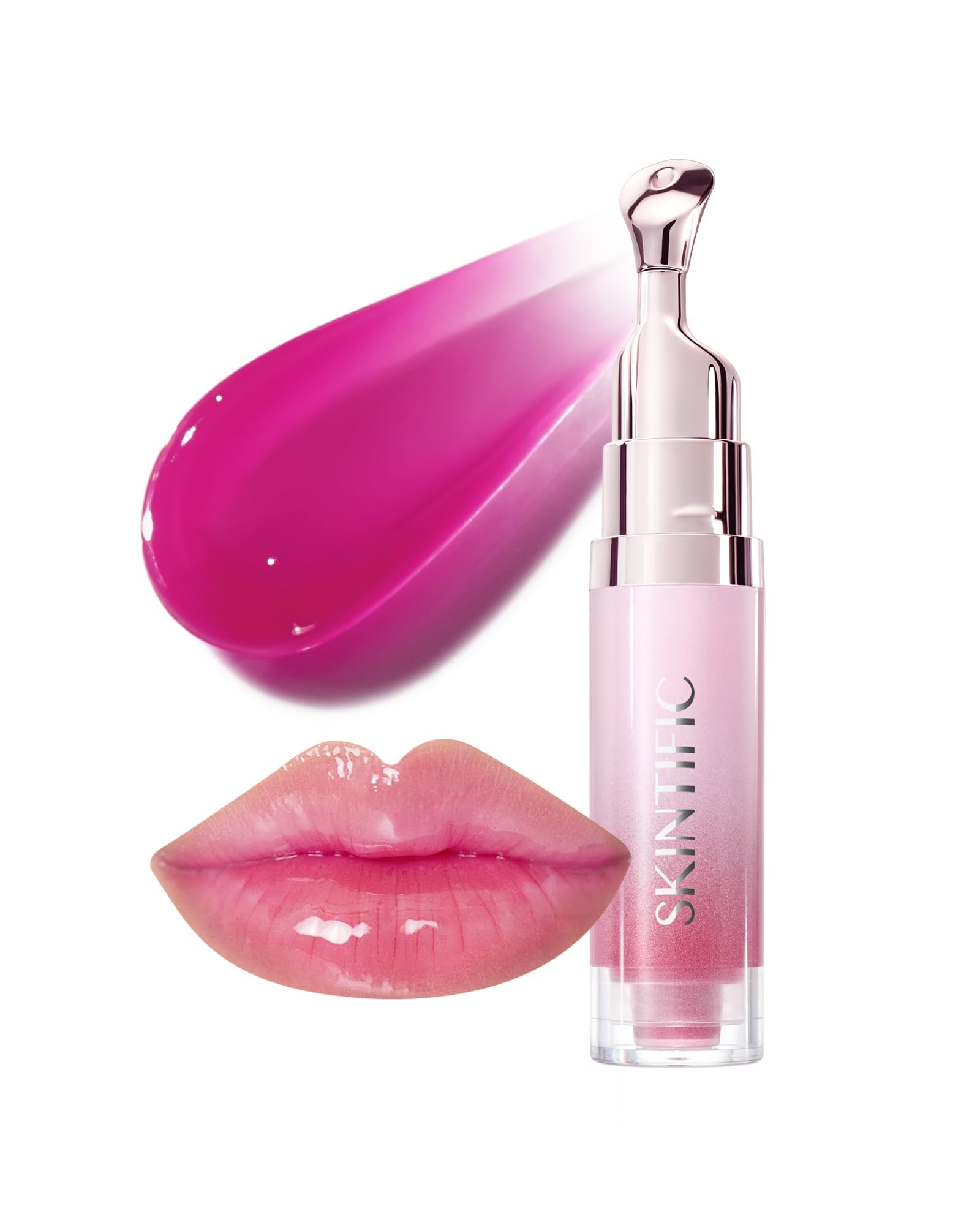 Photo 1 of SKINTIFIC Hydrating Brightening Lip Serum, Smooth Tinted Lip Stain, Plumping Lip Gloss with Polypeptide Squalane, Moisturizing Balms, Brighten Dark Lips, Korean Beauty Makeup (04 Pink Berry)