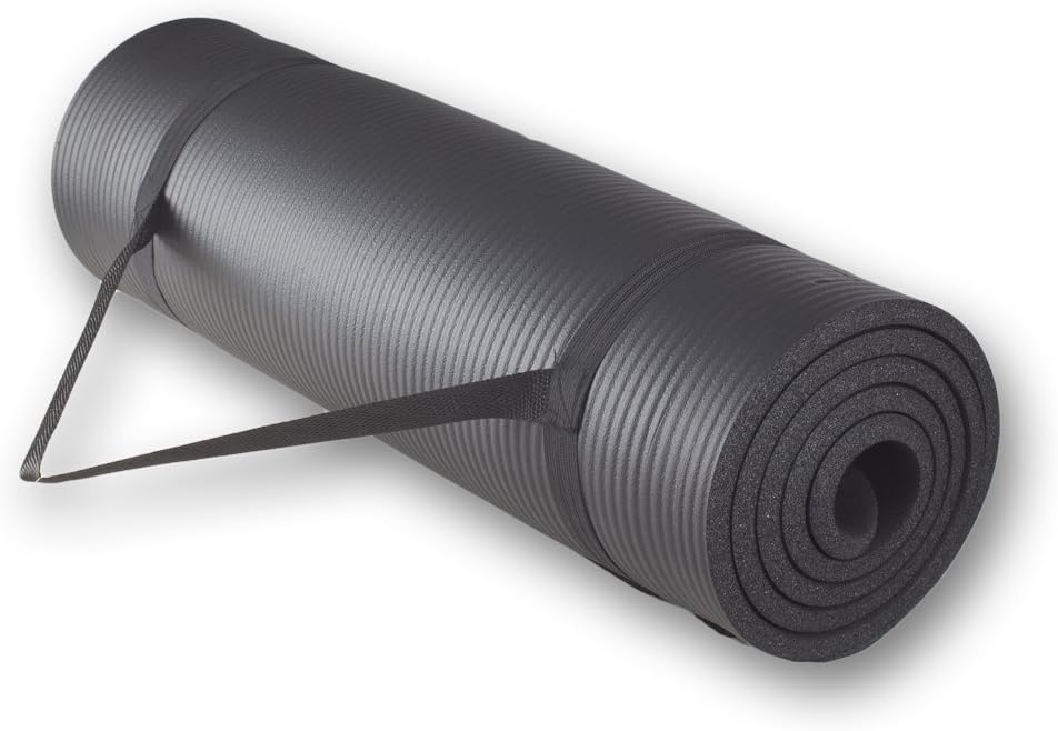 szk sports Yoga Exercise Floor Mat of Premium Quality 1/2-Inch Extra Thick – Thicker Than Regular Mats – Slip Resistant Surface & Moisture Resistance – Lightweight & Easy to Carry Strap