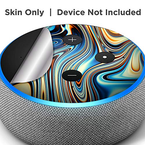 Blue Oragne Psychadelic Oil Slick - Vinyl Decal Skin Compatible with Amazon Echo Dot 3rd Generation Alexa - Decorations for Your Smart Home Speakers, Great Gift for mom, dad, Birthday, Kids