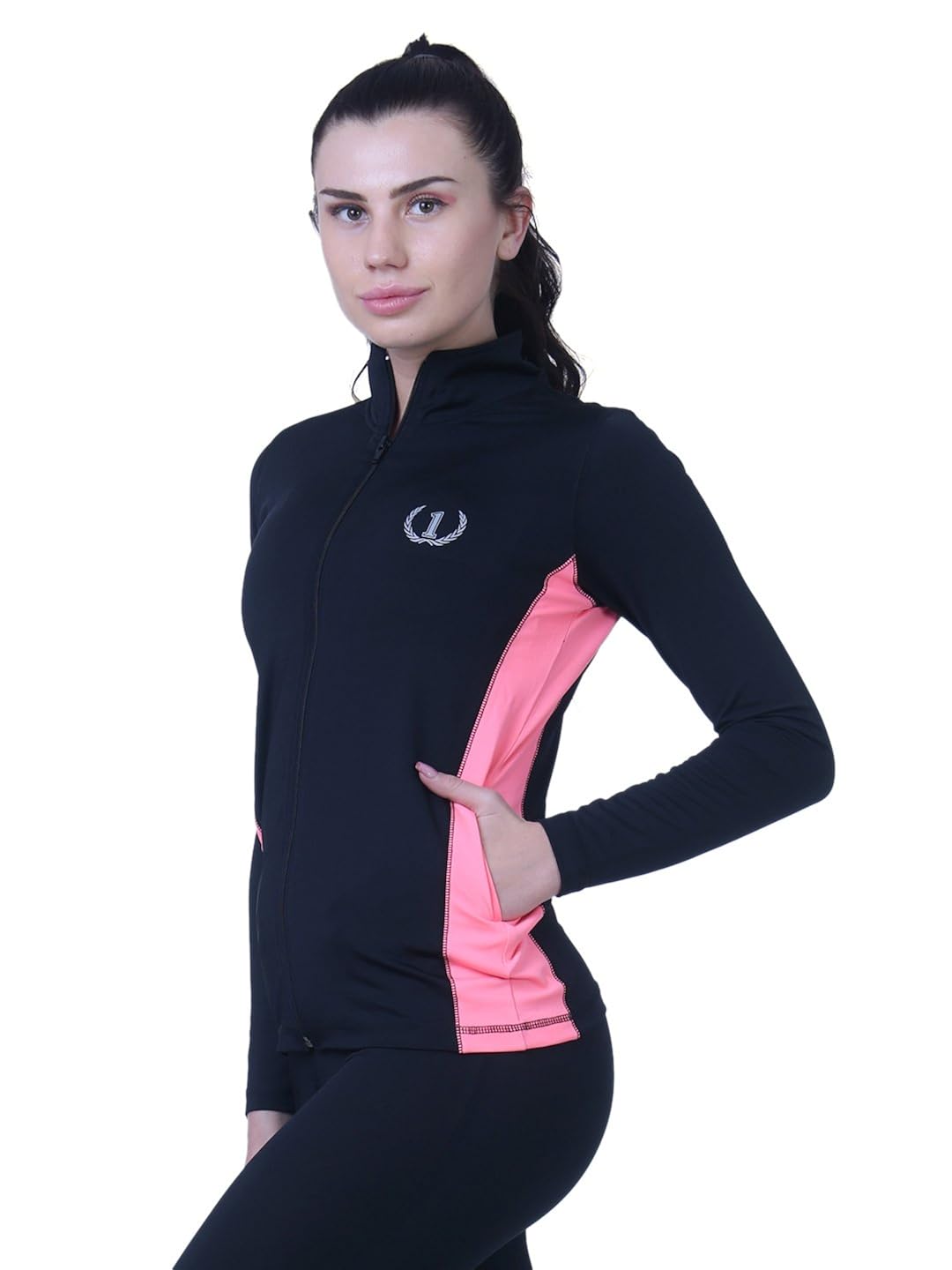 onesport womens solid sports jacket (onsp50bl)