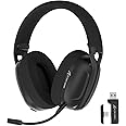 ATTACK SHARK L80 Wireless Gaming Headset, 2.4Ghz USB Gaming Headphones with Bluetooth 5.2, 50H Battery, Noise Canceling Mic, 3.5mm Wired, Wireless Headset for PC Nintendo Switch PS5 PS4 Mac（Black）
