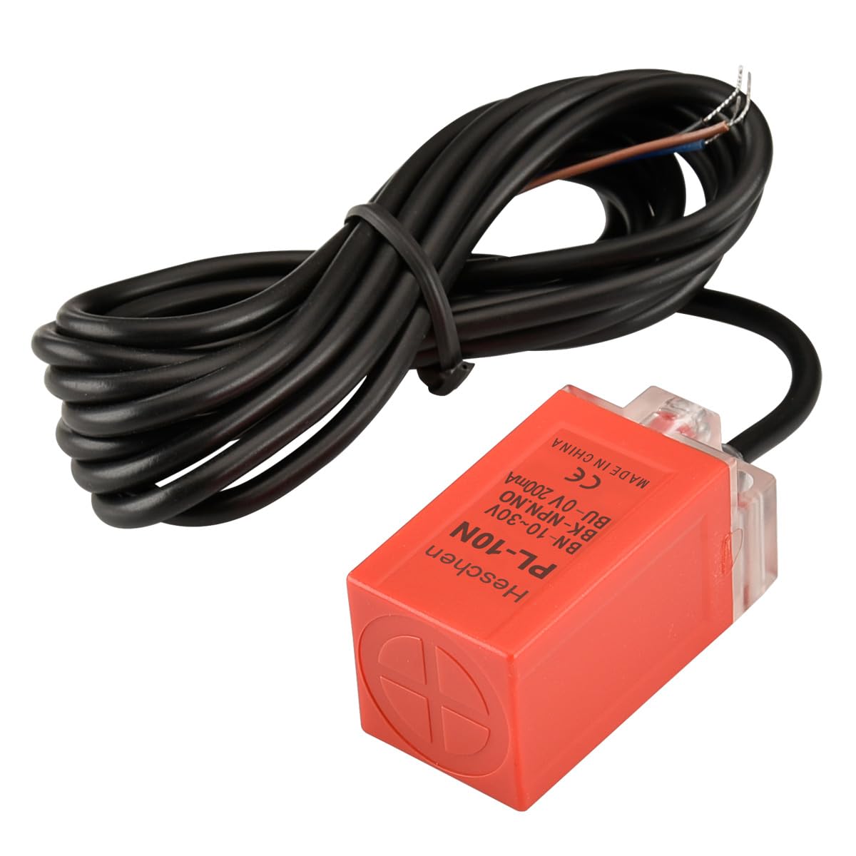 Heschen Inductive Proximity Switch PL-10N, 10-30V 200mA, NPN NO, Sensor Distance 10mm, Red CE