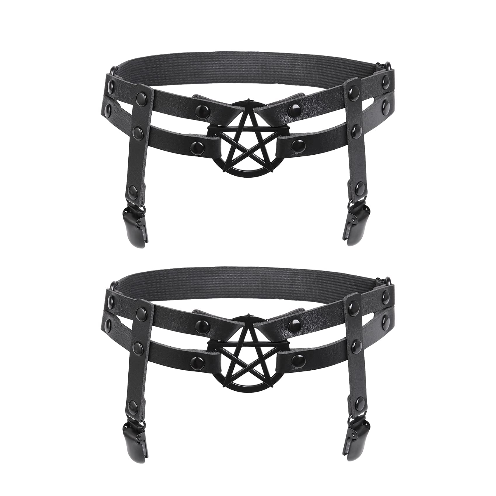 alisikee 2pcs Adjustable Leg Garter with Black Clips, Elastic Thigh Garters Belt for Women