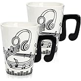 ZAVOOS 2 Pack Music Mug, 13 Oz Ceramic Gift Musical Mug for Music Lovers Teachers, Unique Novelty Coffee Cup with Musical Notes Handle for Women, Men, Musician