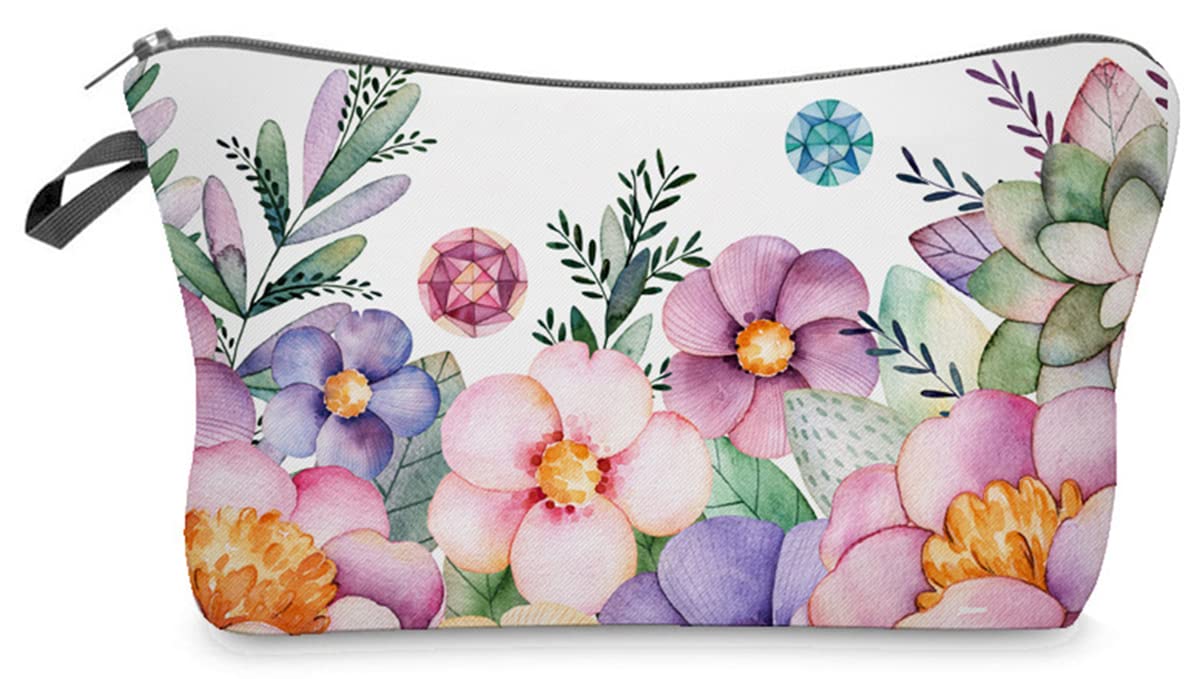 FAVORTALK Cosmetic Bags Floral Toiletry Bags Portable Make Up Bags for Women Girls Wash Bags with Zipper Waterproof Travel Makeup Pouch B0906 — image 1