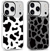 RUMDEY 2 Pack Cute Pattern for iPhone 17 Pro Max 6.9" Phone Case, Cow Print Aesthetic Design Clear Cases Soft Silicone Slim TPU Shockproof Protective Fundas for Women Girls, Black&White
