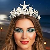 Kilshye Starfish Mermaid Crown Silver Shell Tiara Beach Wedding Headband for Women