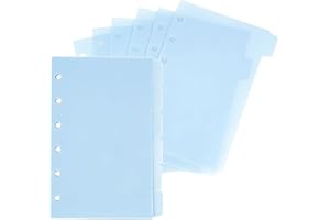 Alaviitsi A7 6-Ring Binder Dividers, 2 Sets 12 PCS 1/6 Cut Tabs Plastic Index Dividers, A7 Planner Inserts for 6-Holes Binder