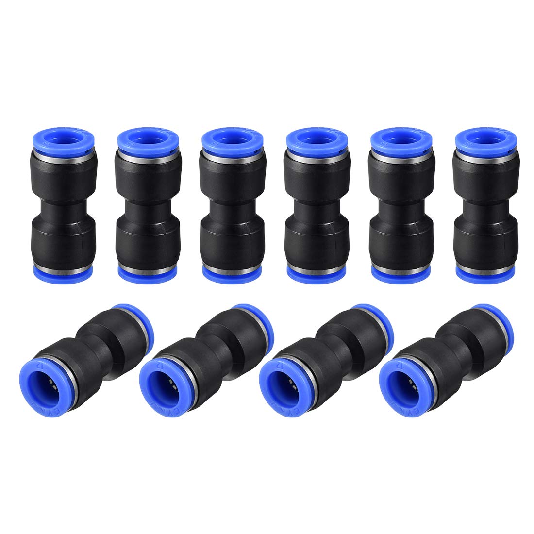 sourcing map Plastic Straight Union Push to Connect Tube Fitting 12mm OD Push Fit Lock Blue 10pcs