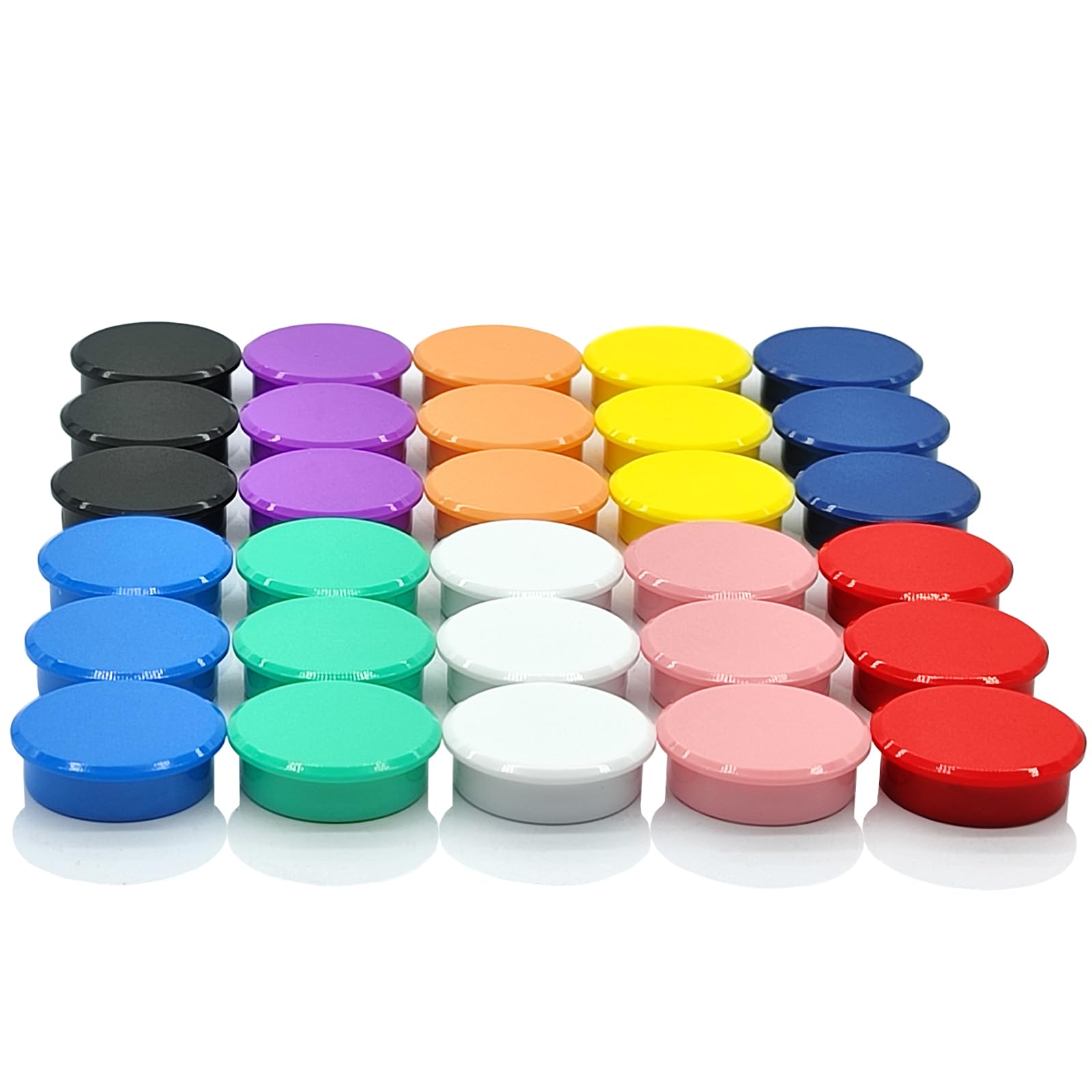 PYJLBX Fridge Magnets 30 Pack, Strong Small Round Magnets for Whiteboard, Notice Board & Crafts, Colourful Cute Mini Magnetic Pins, Heavy Duty Multi-Colour Magnets for Office Home Classroom,10 Colours