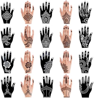 XMASIR 20 Pieces Temporary Tattoo Hand Stencils Kit for Women Girls