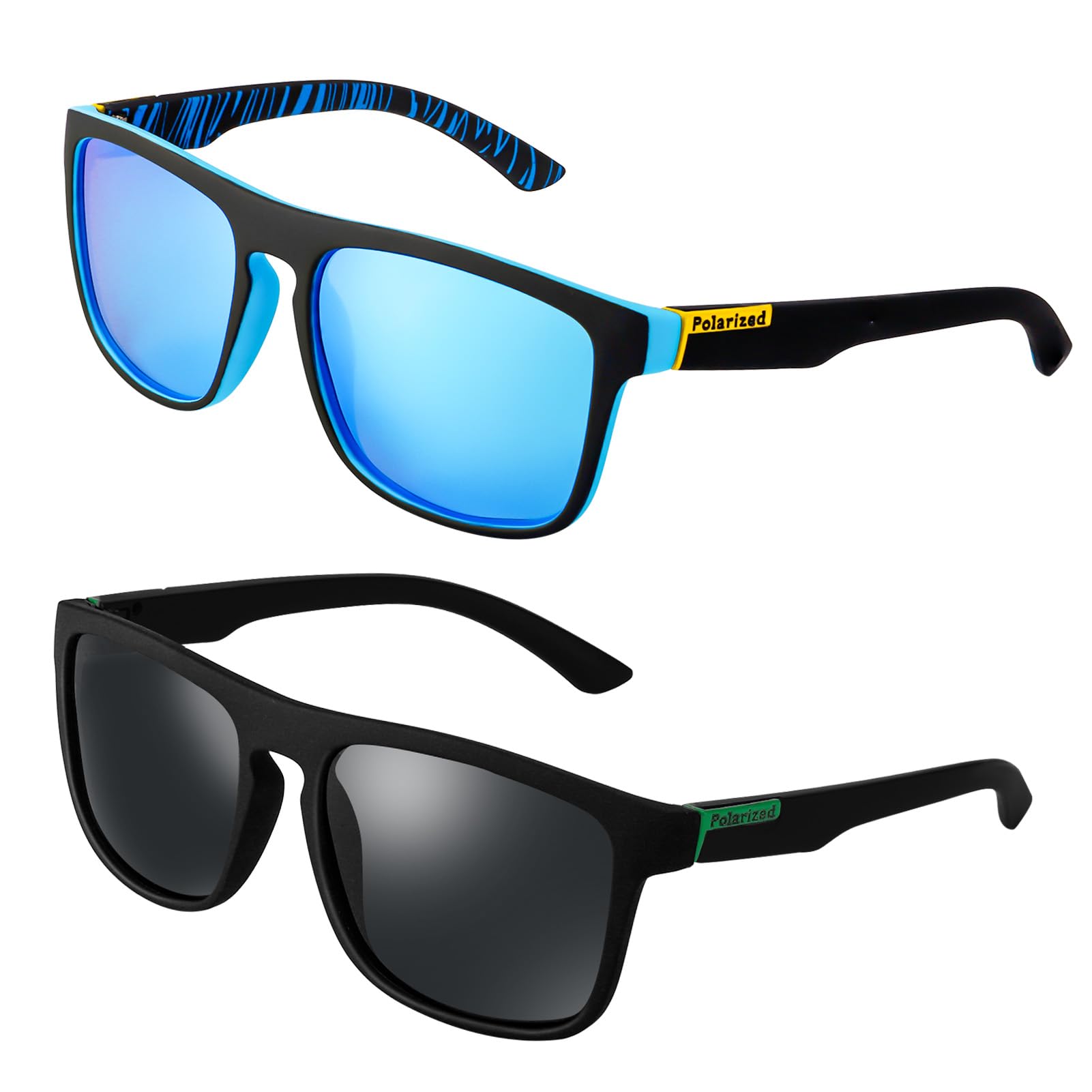 umorismo 2pcs Sunglasses Mens, UV400 Protection Polarised Sunglasses Retro Sun Glasses Outdoors Sports Golf Cycling Fishing Hiking Eyewear sunglasses for Men