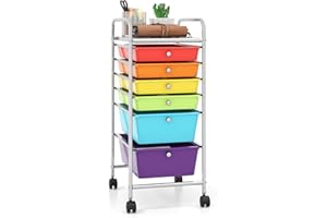 DREAMADE 6-Tier Rolling Cart with 6 Detachable & 2-Sized Storage Drawers, Lockable Wheels, Art Cart, Rainbow Drawers for School Home (Multi-color)