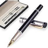 Shiduode Luxury Gel Ballpoint Pens,Personalized Ink Pen Set with 3 Refills (Black/Blue/Red), Ultra-Smooth Writing Experience, Perfect for Gifts,Business,Office (Silver Black)