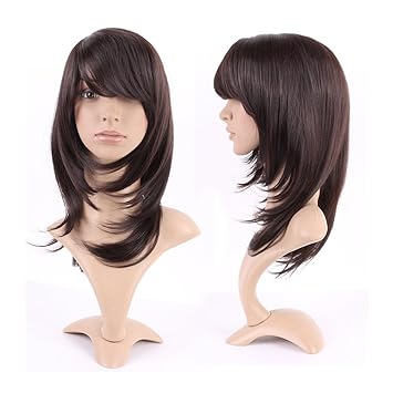 Buy Heat Resistant Synthetic Wig With Bang Brown Japanese