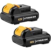 Ahomtikk 2Pack 4000mAh 12V Li-ion Replacement for Dewalt 12V Battery DCB120 DCB121 DCB123 DCB122 DCB124 DCB125 DCB127 for 12V