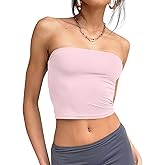 Trendy Queen Womens Tube Tops Strapless Crop Tops Basic Backless Sleeveless Going Out 2026 Spring Outfits Summer Clothes