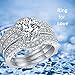 MABELLA Jewelry 2.50 Cttw Halo Round White Cubic Zirconia 925 Solid Sterling Silver Trio Classic Engagement Wedding Band Ring Sets Gifts for Women