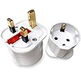 EU to UK Adapter Schuko Euro Socket 2 Pin to 13 Amp 3 Pin Plug Type C to Type G | International Universal European Europe Travel Adaptor Adopter | for Mobile Phone Tablet Laptop | 1 x White