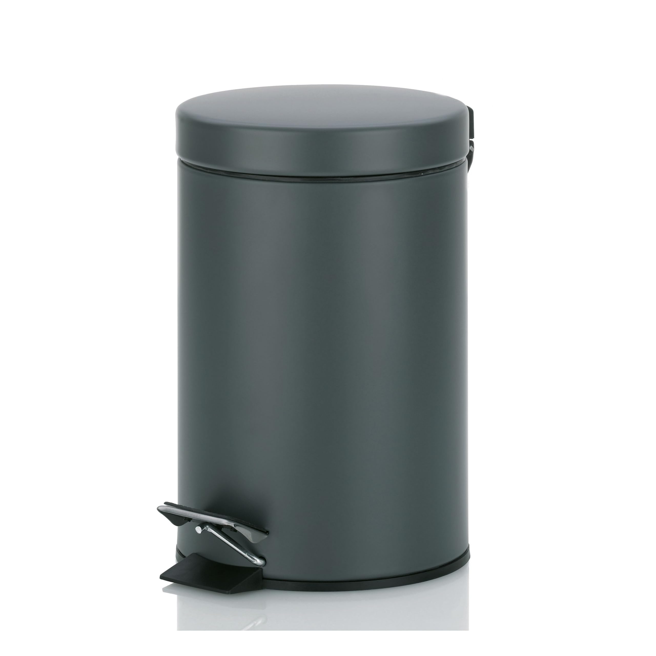 Kela cosmetic bin grey 3l, metal pedal bin bathroom, bathroom waste bin with inner bin and carrying handle, MONACO, dark grey matt