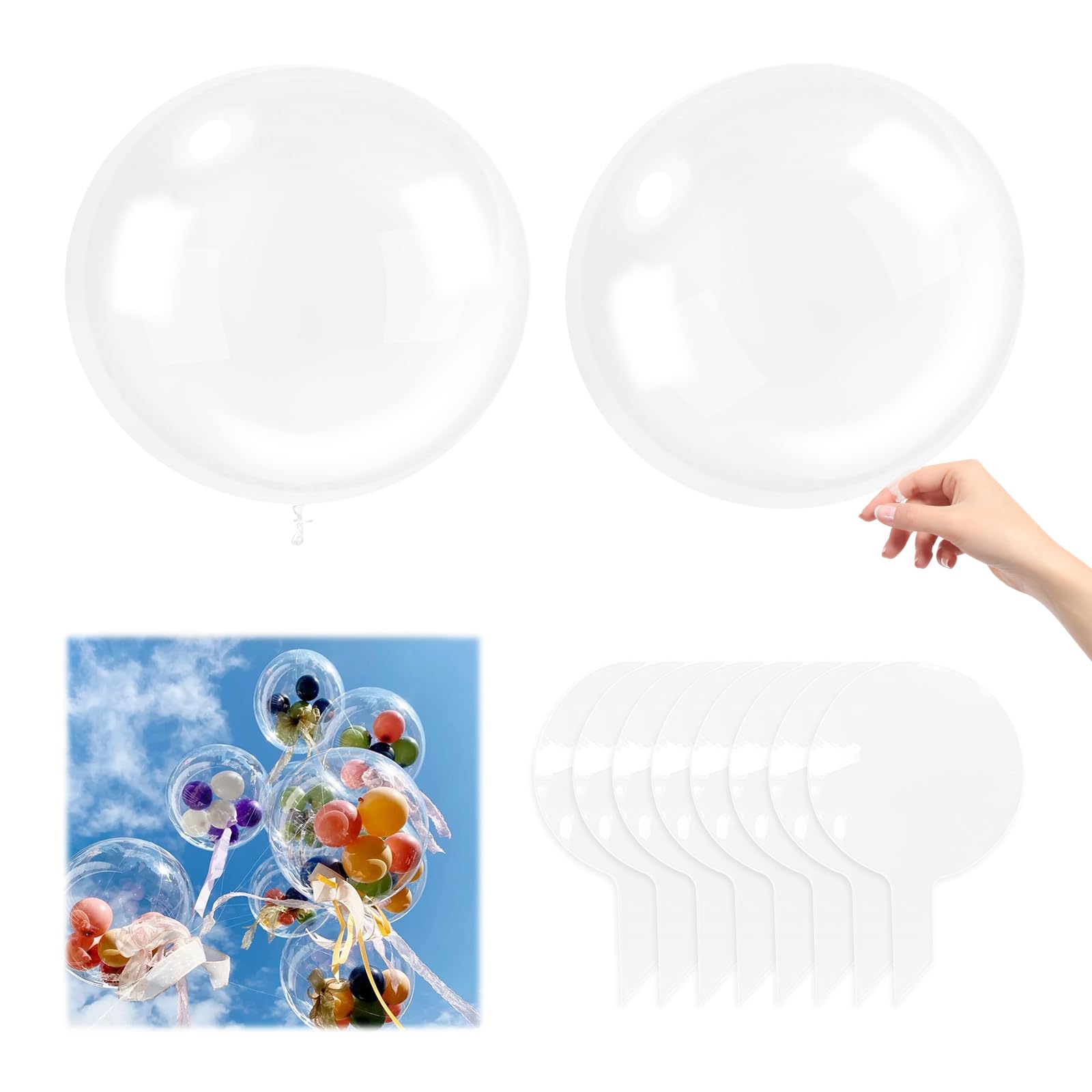 10 PCS 24 Inch Bobo Balloons β Large Clear Transparent Fillable Balloon β Round Clear Balloon for DIY Decoration β Bobo Balloons for Wedding Baby Shower Birthday Party β image 1