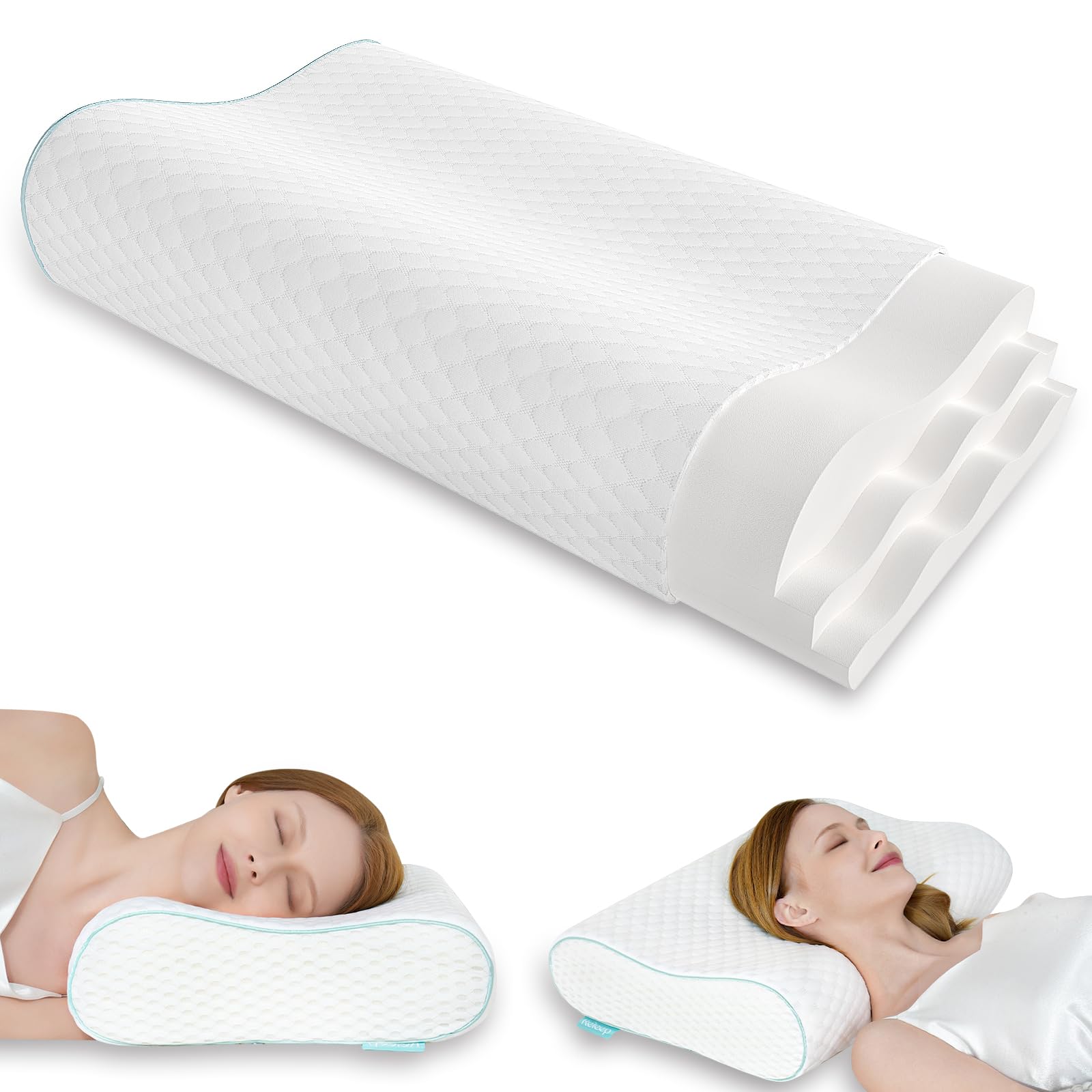 thumbnail image 2 of Releep Adjustable Contour Travel Pillow - Memory Foam Neck Support 4 Height Options 2 of 12