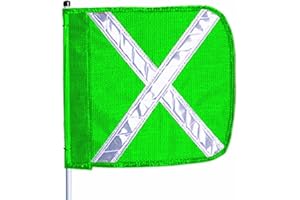 CHECKERS Flagstaff FS6X-QD-G Fiberglass Heavy Duty Quick Disconnect Warning Whip Without Light, Green, 6' Whip Length, 12" x 11" Reflexite X Flag