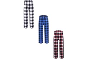 1/2/3/4/5 Pack Boys Kids Plaid Pants, Christmas Kids Paja_mas Pants Casual Soft Bottoms 4-13 Years Girls Long Red