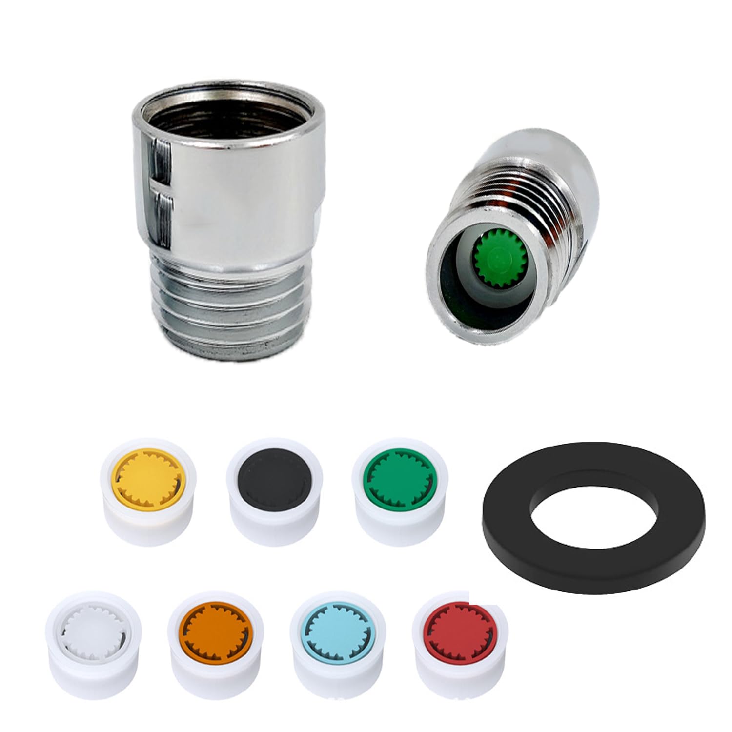 7pcs Shower Flow Reducer Limiter Set, Water Flow Saver Adapter Set Flow Reducer Limiter 1/2 Inch Flow Restrictor Control Valve for Fixed Shower Head Handheld Shower 1.2/1.5/1.8/2/ 2.2/2.5 GPM.