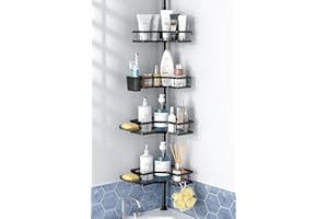 Aitatty Corner Shower Caddy Tension Pole: 4tier Adjustable Rustproof Bathroom Organizer Shelves - Bathtub Shampoo Rack 43.5-120 inch