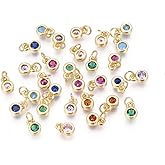 DanLingJewelry 20 pcs Mixed Micro Pave Cubic Zirconia Flat Round Charms Cute Tiny Pendants for jewelry making 6.5x4.5x2mm