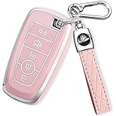 MILD EAST For Ford Key Fob Cover with Keychain, Soft TPU Key Case Shell Full Protection for Ford Explorer Fusion Escape Edge Expedition F150 F250 F350 F450 F550 Maverick Mustang(Pink)