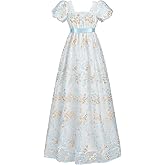 LTAKK Regency Dress Women Regency Costume Empire Waist Dresses Tea Party Victorian Gown Embroidery