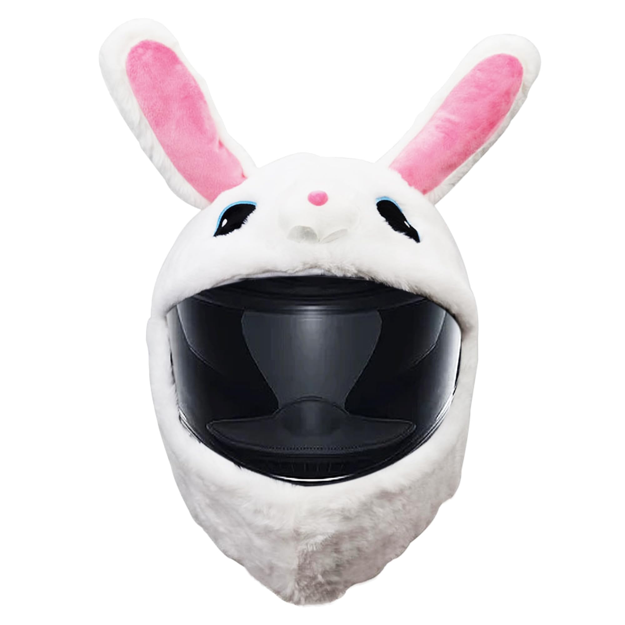 Motorcycle Helmet Cover, Funny Helmet Decoration, Fun Rides and Gifts (Plush Animal, White Rabbit)