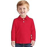 ZUEMET Toddler Boys Long Sleeve Polo Shirts School Uniform Dress Shirt Size18M-5T