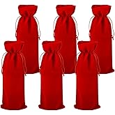 Homakover Luxury Velvet Wine Bag Wine Gift Bags, 6 Pcs Wine Bottle Bags with Double Drawstring Closure, 14.5"x 5.9" Reusable Bottle Bag For Christmas Wedding Birthday Party Holiday Housewarming