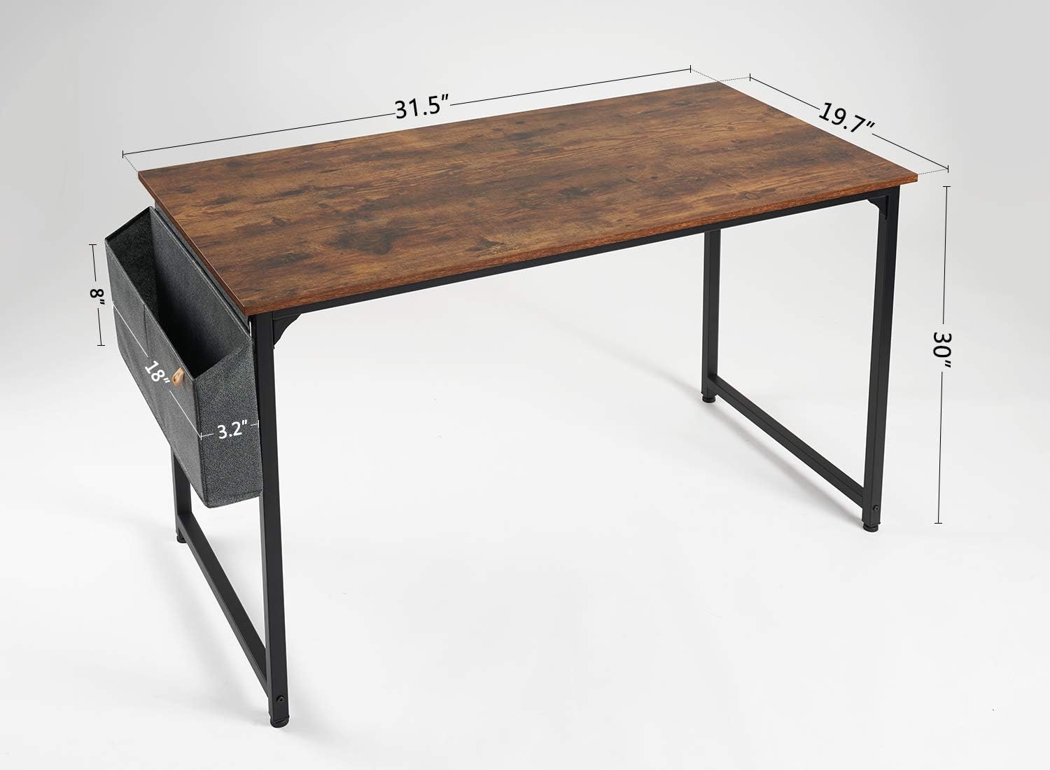CubiCubi Computer Desk 32" Study Writing Table for Home Office, Industrial Simple Style PC Desk, Black Metal Frame, Rustic: Kitchen & Dining