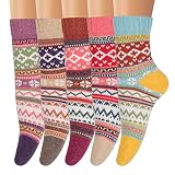 Ofeily Winter Socks 5 Pairs Women Vintage Wool Socks Thick Knit Warm Comfort Socks (ZYX-00105A)