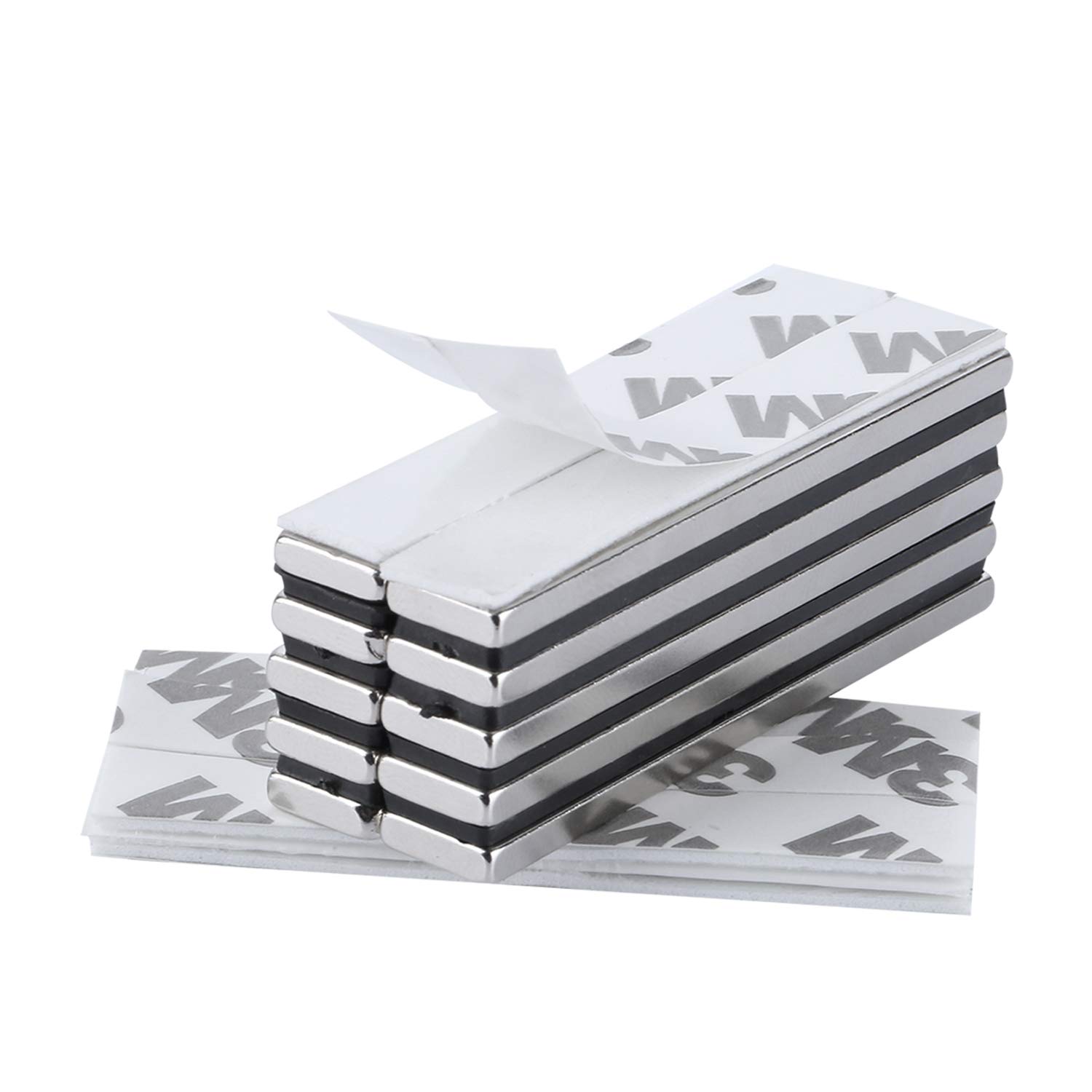 Yizhet 10 Pack 60 * 10 * 3mm Magnets, Strong Neodymium Magnet Bar, Self Adhesive for Fridge, Crafts, Whiteboard, DIY