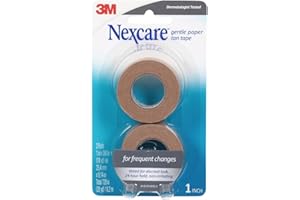 Nexcare Gentle Paper First Aid Tape T781-2PK, Tan, 1 in x 10 yds