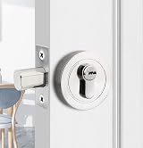 Qrity Single Cylinder Round Deadbolt Lock with Keys Modern Zinc Alloy view 4