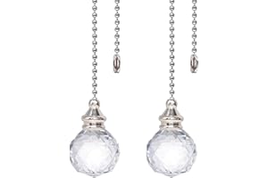LONGSHENG - SINCE 2001 - Clear Crystal Prism Ball 30mm 2 Pieces Dazzling Crystal Ceiling Fan Pull Chain Pull Chain Extension with Connector for Ceiling Light Fan