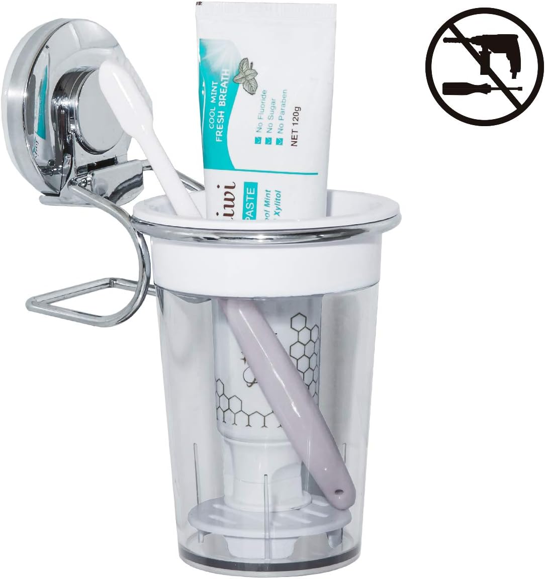 SWAMTIK Toothbrush Holder Suction Cup No Drilling Wall Mounted Toothpaste Holder Removable Stainless Steel and Razor Holder for Shower Bathroom, Utensil Holder for Kitchen, Rustproof: Kitchen & Dining