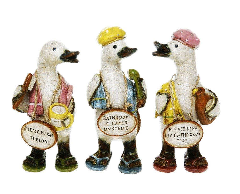 Davids Ducks Complete Set of 3 Bathroom Rules Gossiping Duck Ornaments