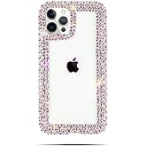 Bonitec Compatible with iPhone 15 Pro Max Case for Women Girls 3D Glitter Sparkle Bling Case Luxury Shiny Cute Crystal Charms Rhinestone Diamond Bumper Clear Protective Cases Cover Clear