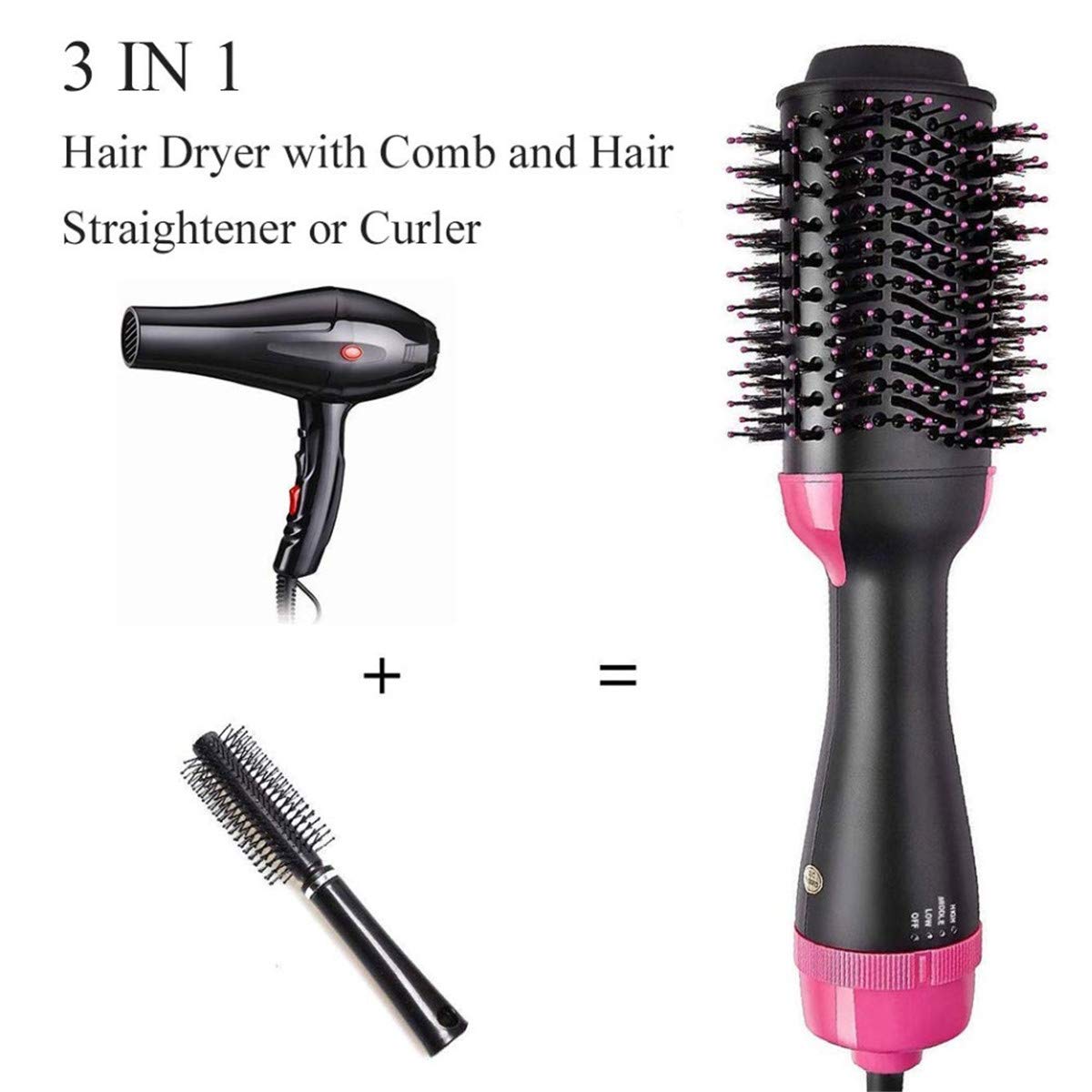 Taixinpower Hot Air Brush, One Step Hair Dryer & Volumizer Hair Straightener Curler 3-IN-1 Negative Ions for All Hair Type, Get Salon Blowouts