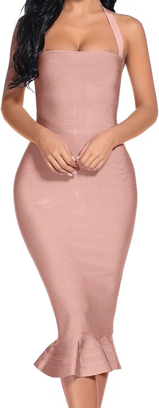 Women's Bandage Dress Sexy Halter Fishtail Bodycon Party Club Dress