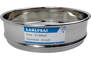 LABLPSAI 50 Mesh Lab Sieves 8" Diameter 304 Stainless Steel Wire Cloth Test Sieve for Industrial Laboratory Home