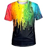 AsylvainUnisex 3D Graphic T-Shirt Colorful Design Short Sleeve Crewneck Digital Tee for Young